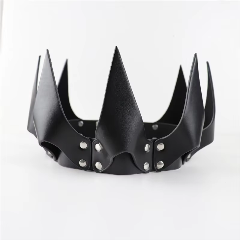 Accessoires de cosplay en cuir PU pour femmes et hommes, couronne rouge, costume de carnaval, décora