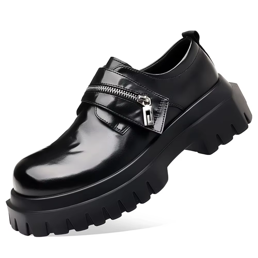 Chaussures en cuir pour hommes Derby 2026, semelle épaisse, style britannique, design décontracté, f