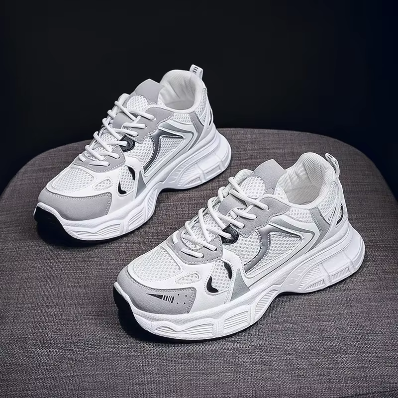 Baskets à plateforme épaisse pour femmes, chaussures canisées, optique en maille respirante, sports 
