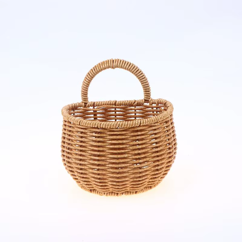 Panier de rangement de cuisine avec poignée, joli panier tissé mural suspendu Kawaii, panier de rang