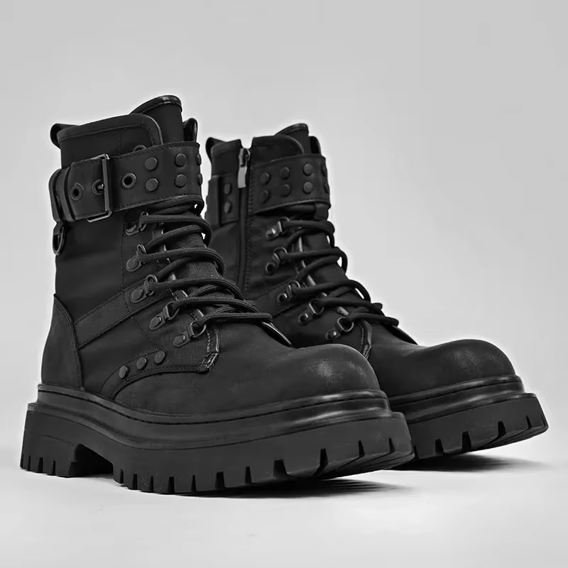 Bottes pour hommes 2025 automne rétro style britannique noir vêtements de travail bottes bottes cour