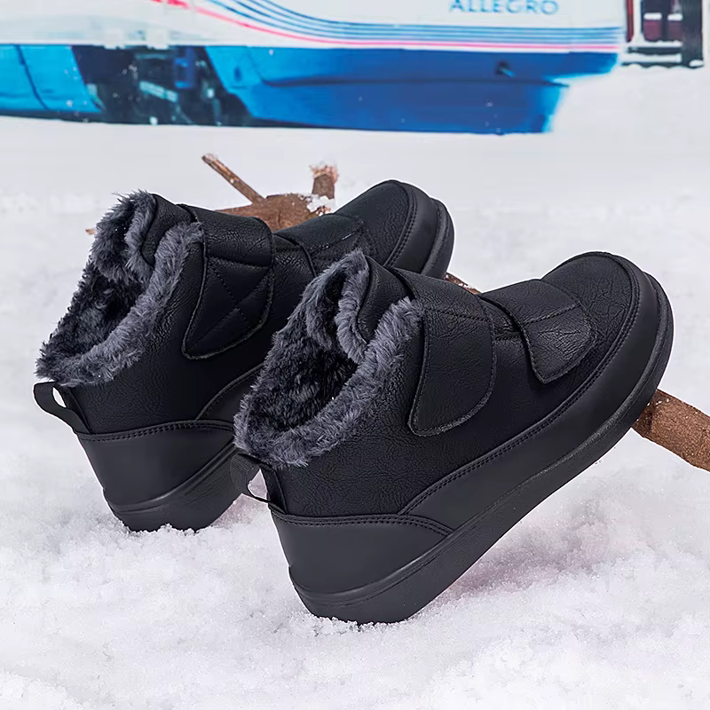 Bottines de neige à bout large pour hommes, chaussures chaudes doublées de fourrure en coton, grande