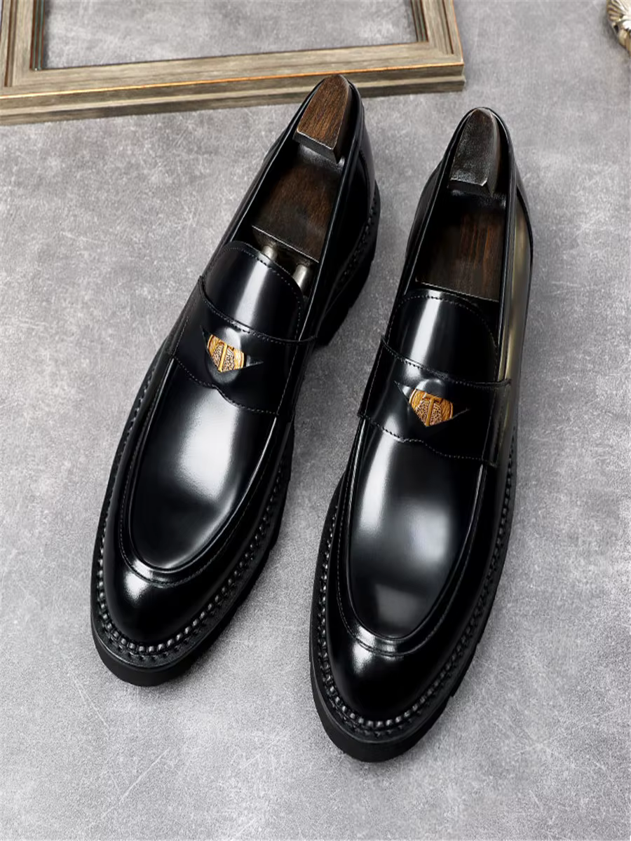 Chaussures pour hommes surdimensionnées, en cuir véritable, pour le travail, style anglais, style Ox