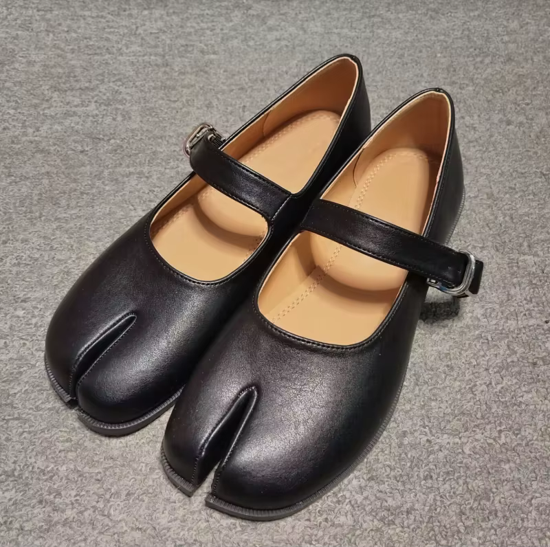 Bout fendu chaussures plates peu profondes Mary Jane chaussures femmes marque concepteur rétro Chic