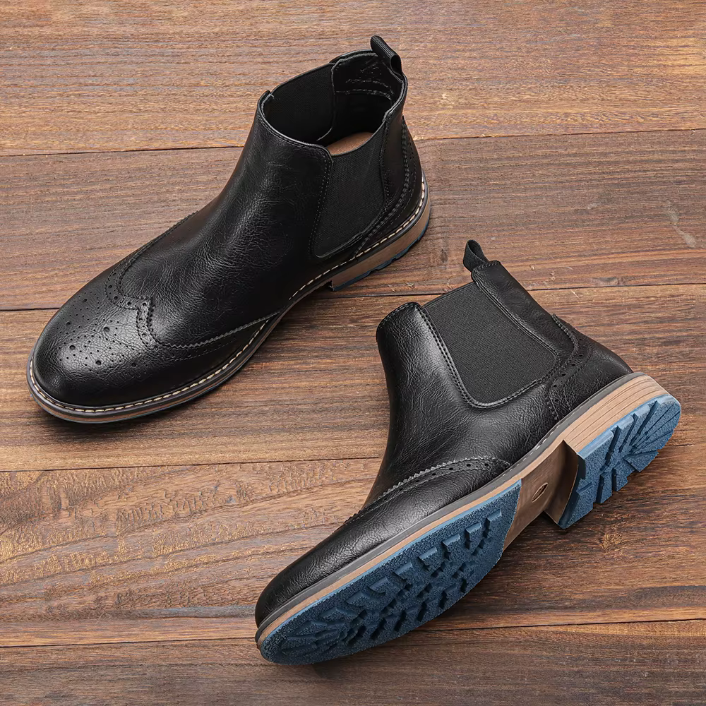 Taille 7-13 Brogue Chelsea hommes bottes bottes en cuir de Style américain classique