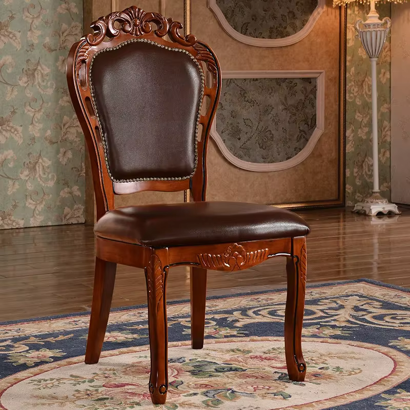 Style européen chaud, chaise de salle à manger, style américain, chaise, maison, dossier, bois massi