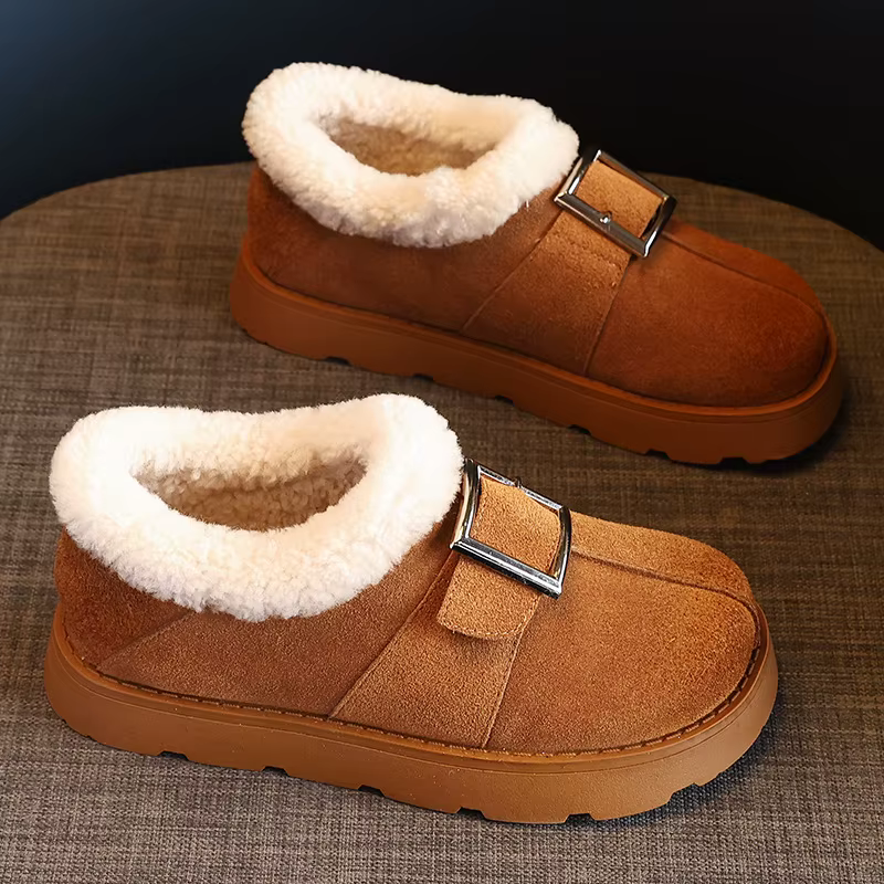 2025 chaussures d'hiver femmes bottes en daim chaud en peluche plat antidérapant froid hiver mode da