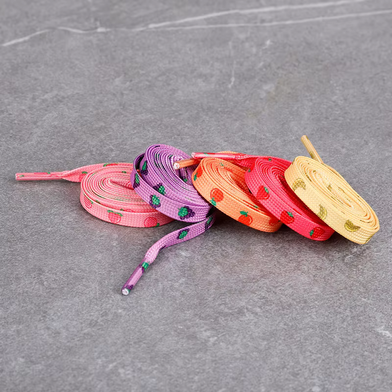 Lacets plats avec impression de Macaron, pour baskets, motif de Fruit imprimé, fraise, raisin, pêche