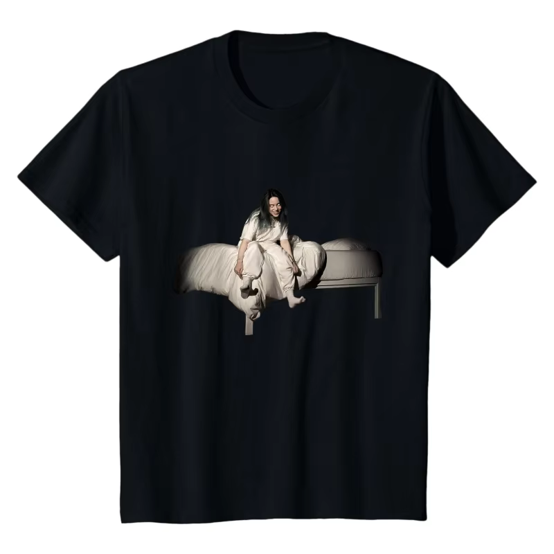 T-shirt « When We All Fall Asleep » de Billie Eilish, 100 % coton, col rond, manches courtes, esthét
