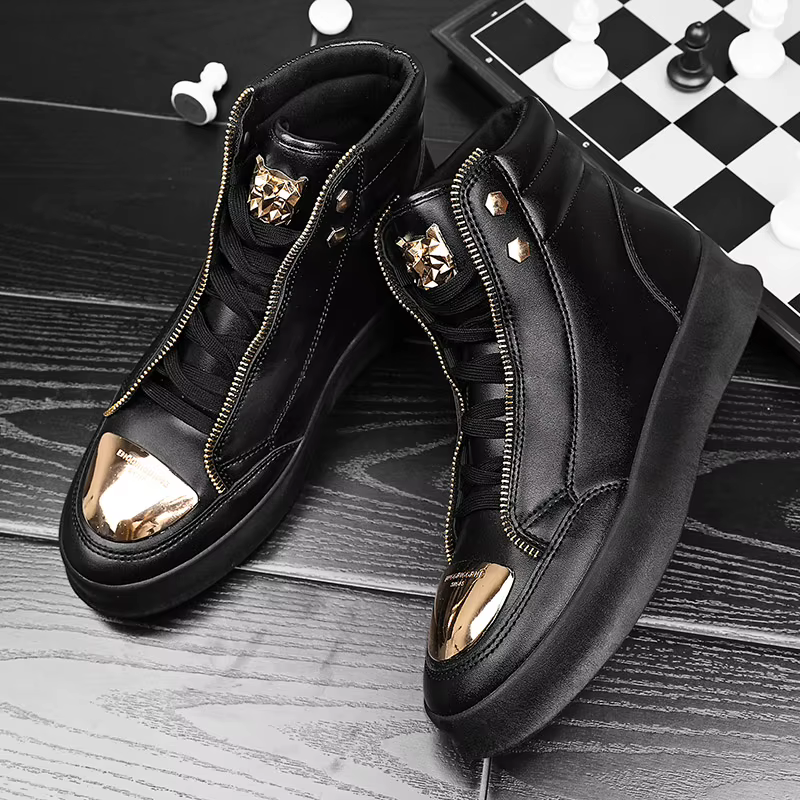 YRZL haut chaussures décontractées hommes baskets mode Skateboard chaussures léopard plate-forme cha