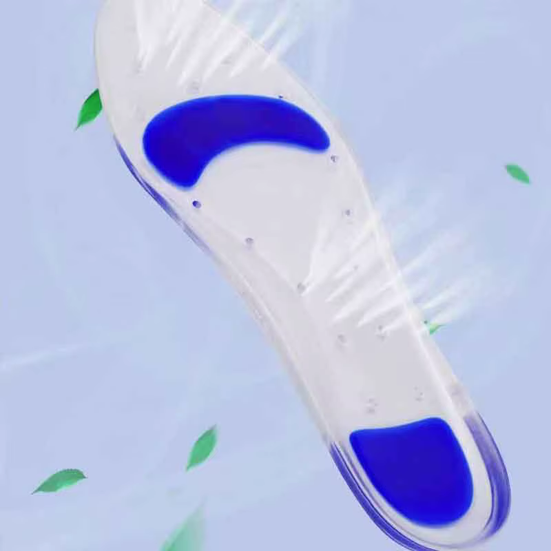 Semelle intérieure en silicone PU pour le sport, transparente, respirante, absorption des chocs, mas