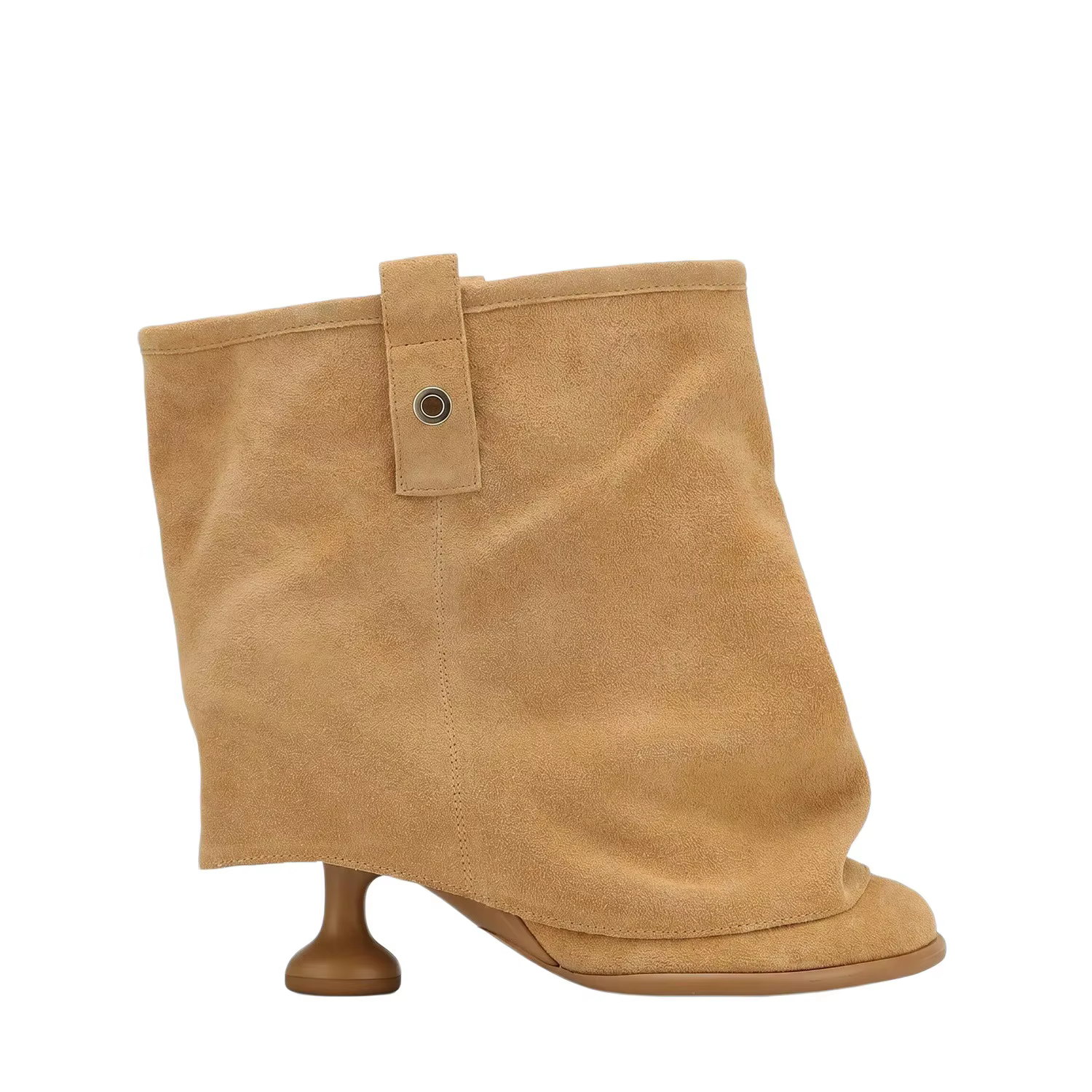 Bottines en daim kaki à bouton-pression, talon chaton unique, bout rond, pour femme, décontractées, 