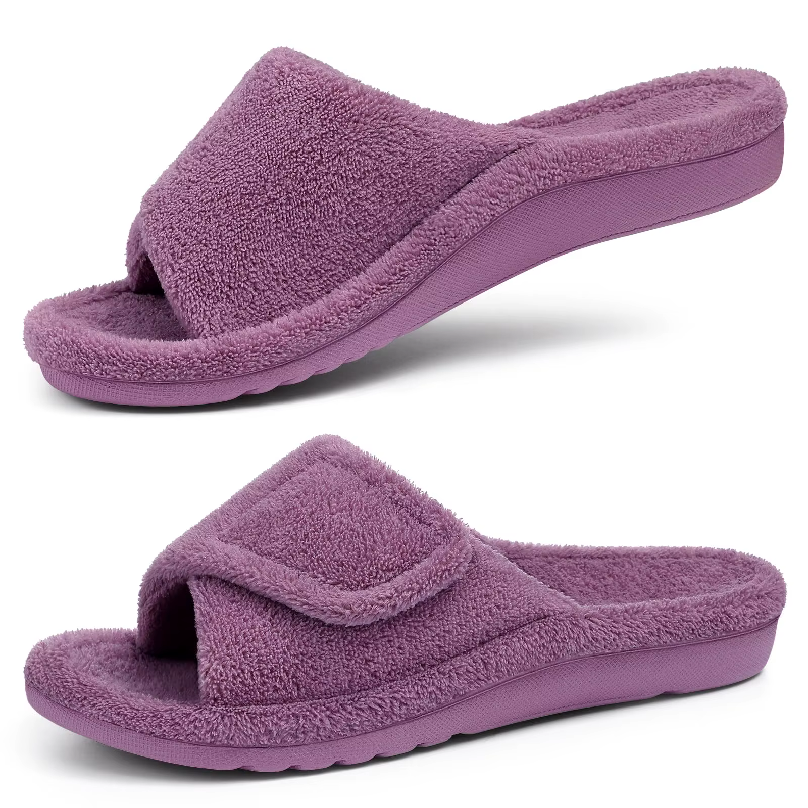 Pantoufles ouvertes en fourrure Litfun pour femmes, doublées de fourrure, en mousse à mémoire de for