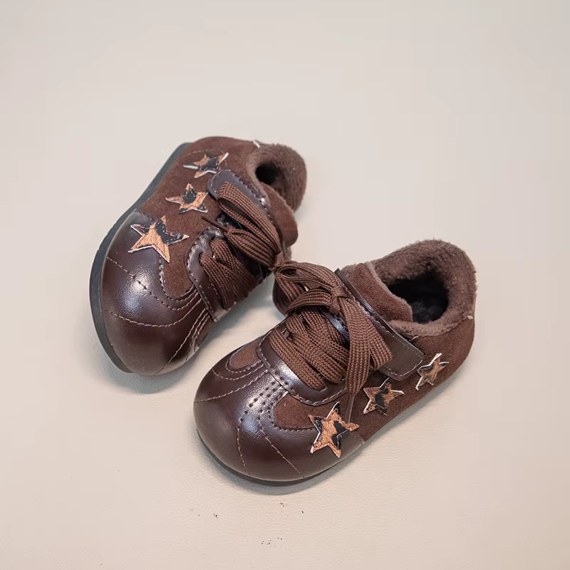 Baskets polyvalentes à la mode pour garçons et filles, chaussures de marche à doublure en peluche, s