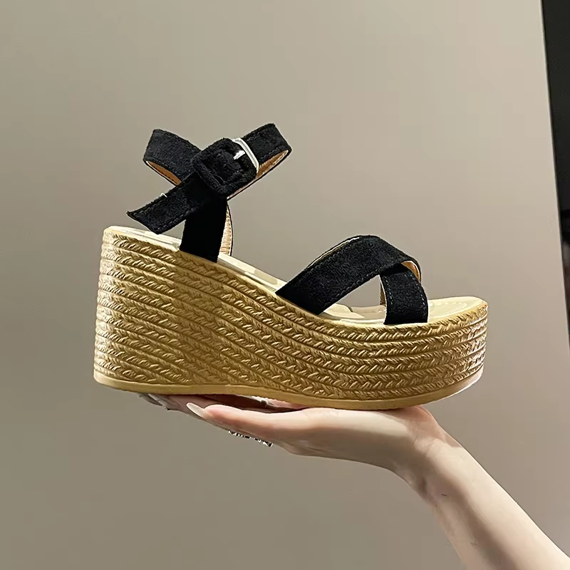 BCEBYL-Sandales à talons compensés pour femmes, chaussures de marche confortables, nouvelle mode, op