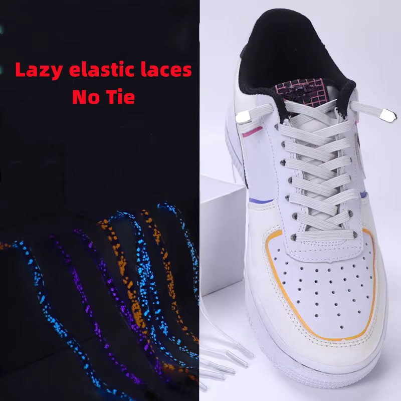 Réflexion lumineuse sans cravate lacets de chaussures lacets élastiques baskets d'extérieur sécurité