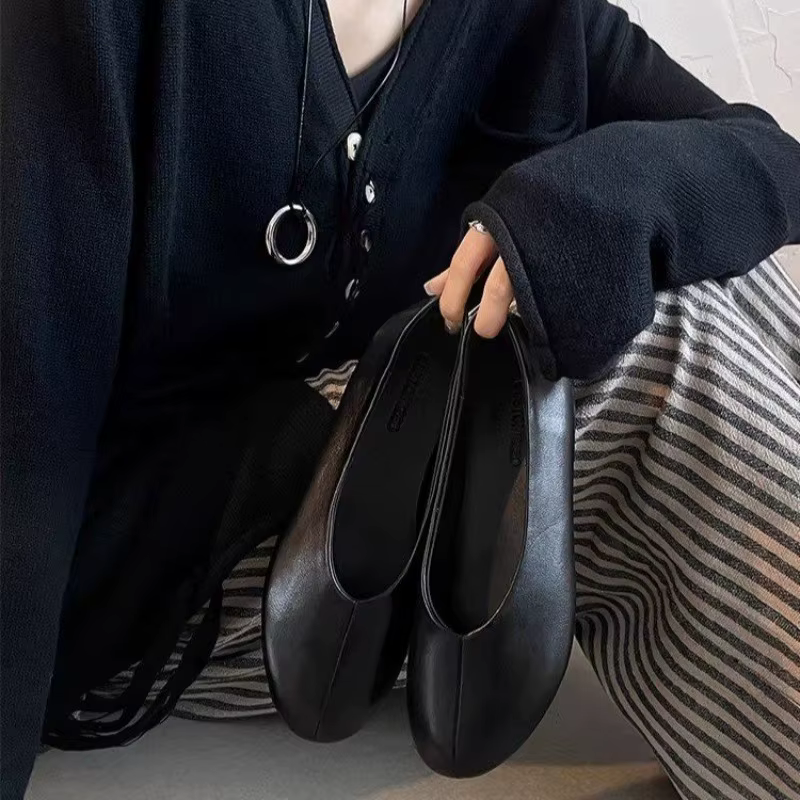 Chaussures plates simples à bout rond pour femme, nouvelle collection printemps 2026, confortables e