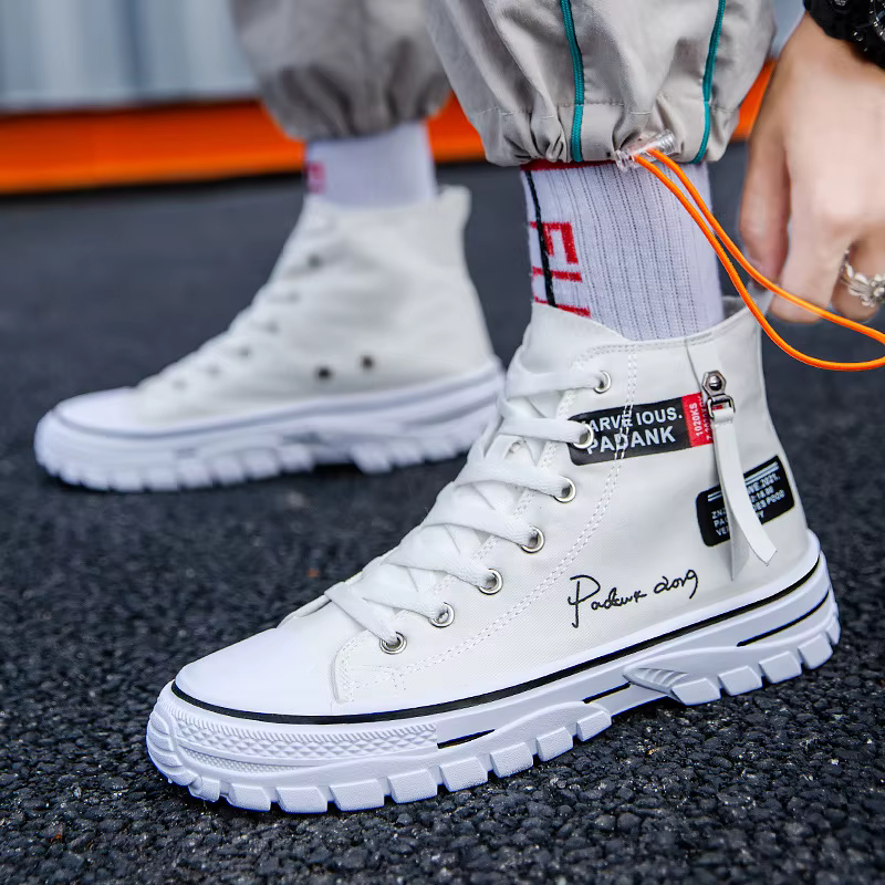 Chaussures montantes en toile respirante pour hommes, version coréenne, chaussures décontractées à l