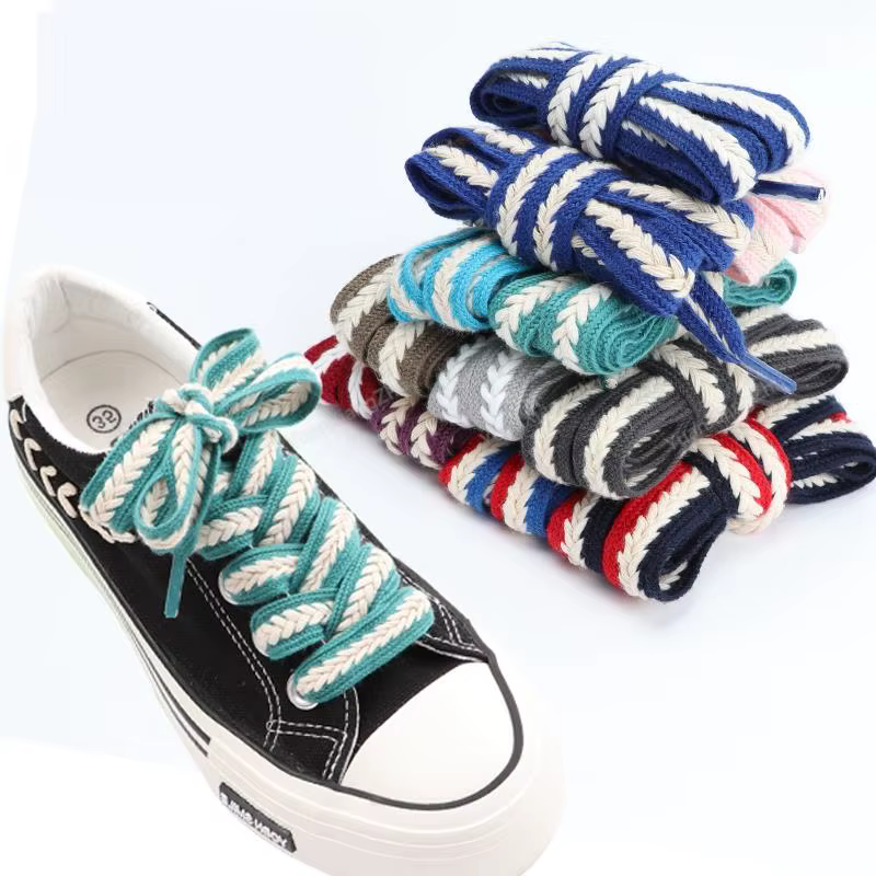 Lacets Lumineux en Coton pour Baskets de Qualité, 1.5cm, 100/120/140/160cm