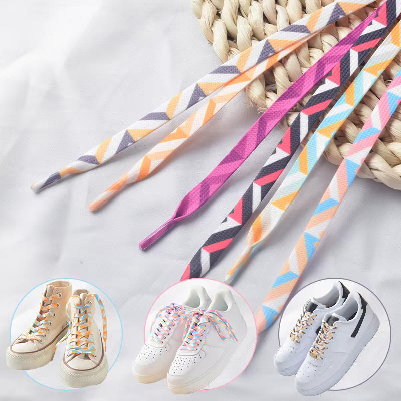 Crème glacée lacets de chaussures colorés pour Tennis lacets dégradés plats pour baskets arc-en-ciel