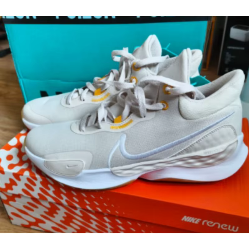 Nike Renew Elevate 3 Chaussures de basket mi-hautes à lacets et bout rond unisexe Beige-DD9304-009