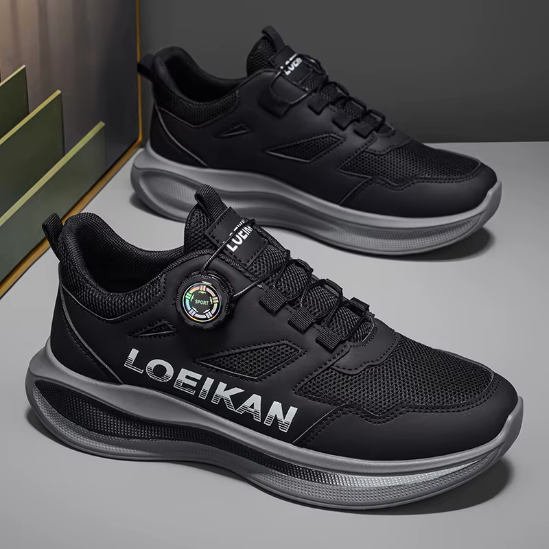 Chaussures de sport à boucle rotative pour hommes, baskets de course antidérapantes en tricot respir