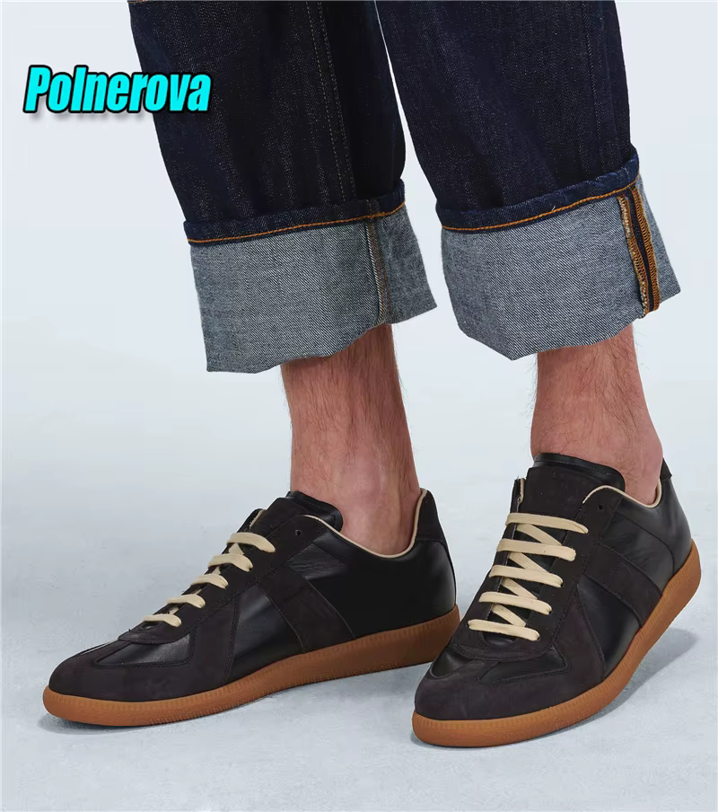 Baskets décontractées en daim et cuir pour femmes et hommes, chaussures plates à lacets, bout rond, 