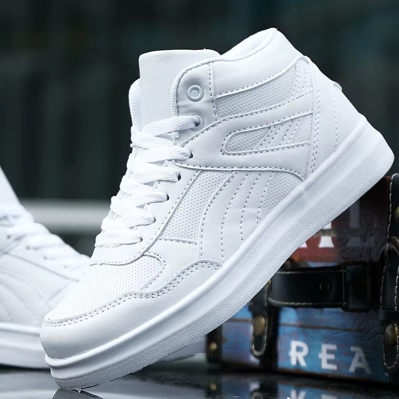Printemps chaussures de loisir à la mode hommes baskets blanches respirant haut chaussures plates ch