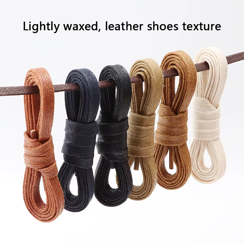 Lacets Lumineux Plats Imperméables en Cuir Ciré, Accessoires Décontractés pour Bottes Unisexes, Long