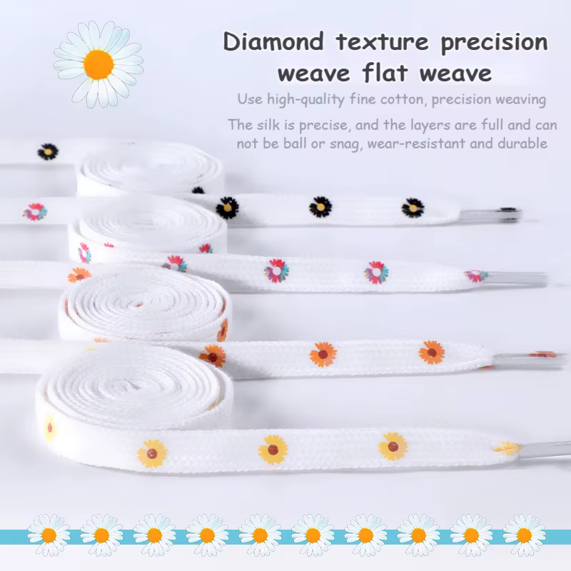 Lacets lumineux pour chaussures plates, accessoires décoratifs en dentelle colorée, impression de de