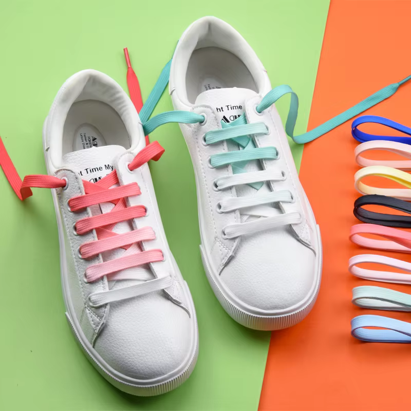 Lacets plats arc-en-ciel pour enfants et adultes, 1 paire, accessoires de chaussures, baskets en toi