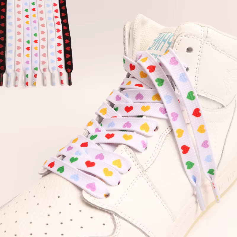 1 paire de lacets en toile à motif cœur High One Conver pour chaussures, baskets plates, tennis, spo