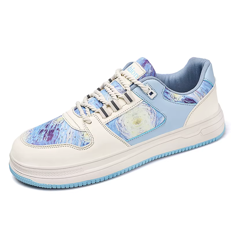 Chaussures de marche pour hommes mode sport décontracté respirant en cuir plat antidérapant conforta