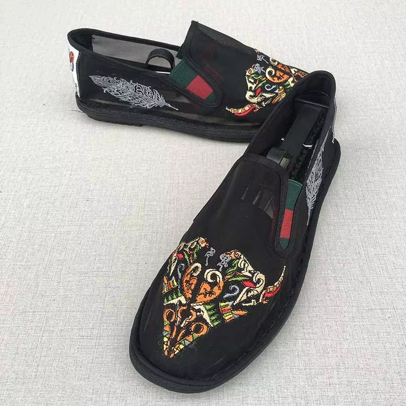 Mocassins en toile pour hommes, chaussures plates, décontractées, sans lacets