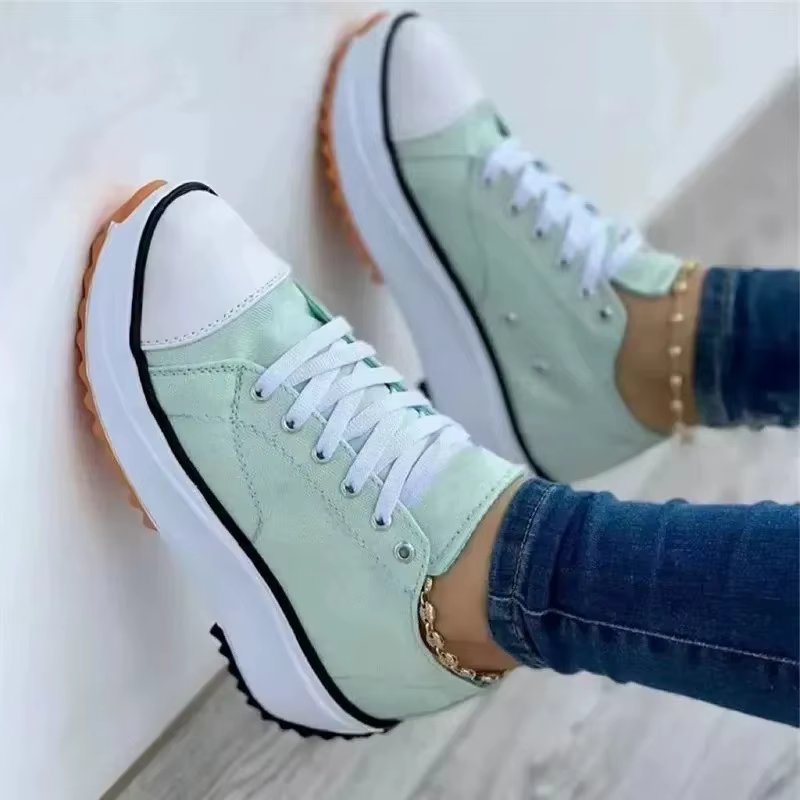 Nouvelles chaussures décontractées pour femmes 2024, collection automne-été, en toile unie à bout ro