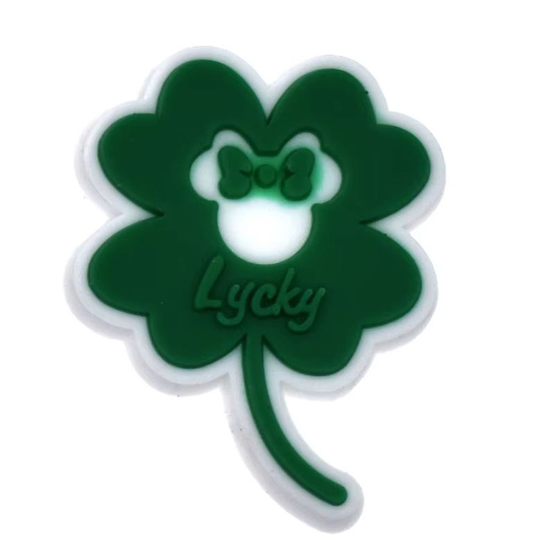 Breloques de chaussures vertes pour accessoires Crocs, 1 pièce, épingles, décoration de St. Patrick,