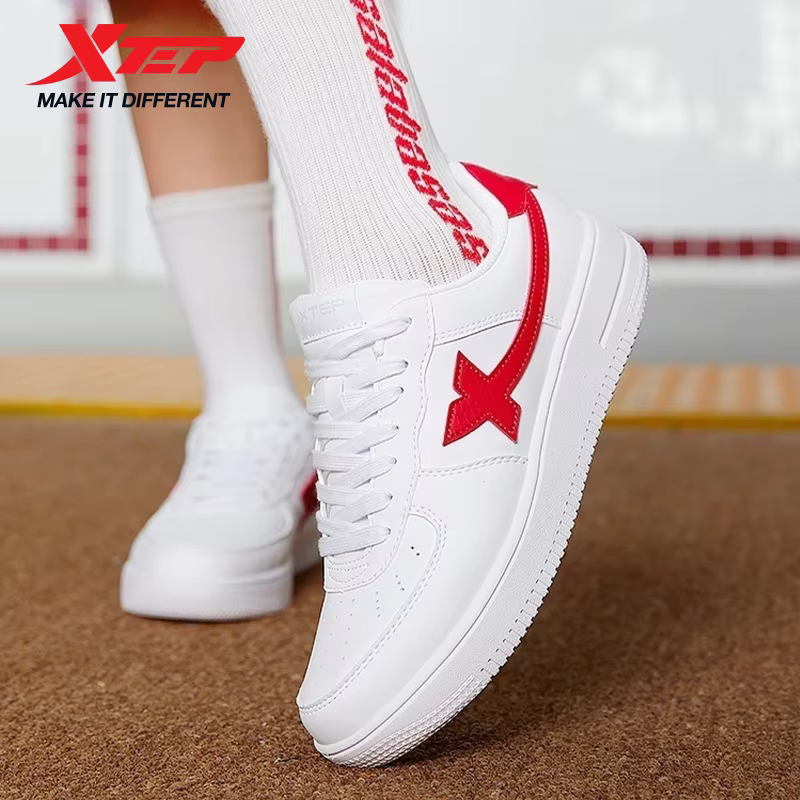 Xtep femmes chaussures de skateboard femme printemps antidérapant femmes chaussures de marche blanc 