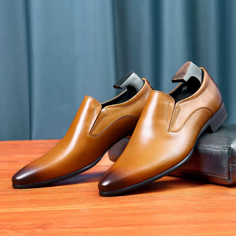 Chaussures en cuir de vachette couche supérieure pour hommes, chaussures provoqué d'affaires en cuir