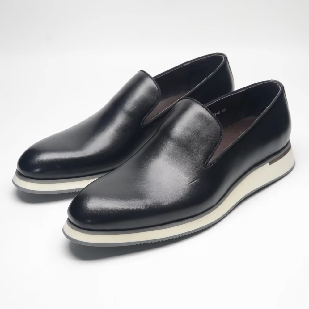 Chaussures Classiques Homme en Cuir Véritable Entier, Mocassins Décontractés à Enfiler pour Bureau,