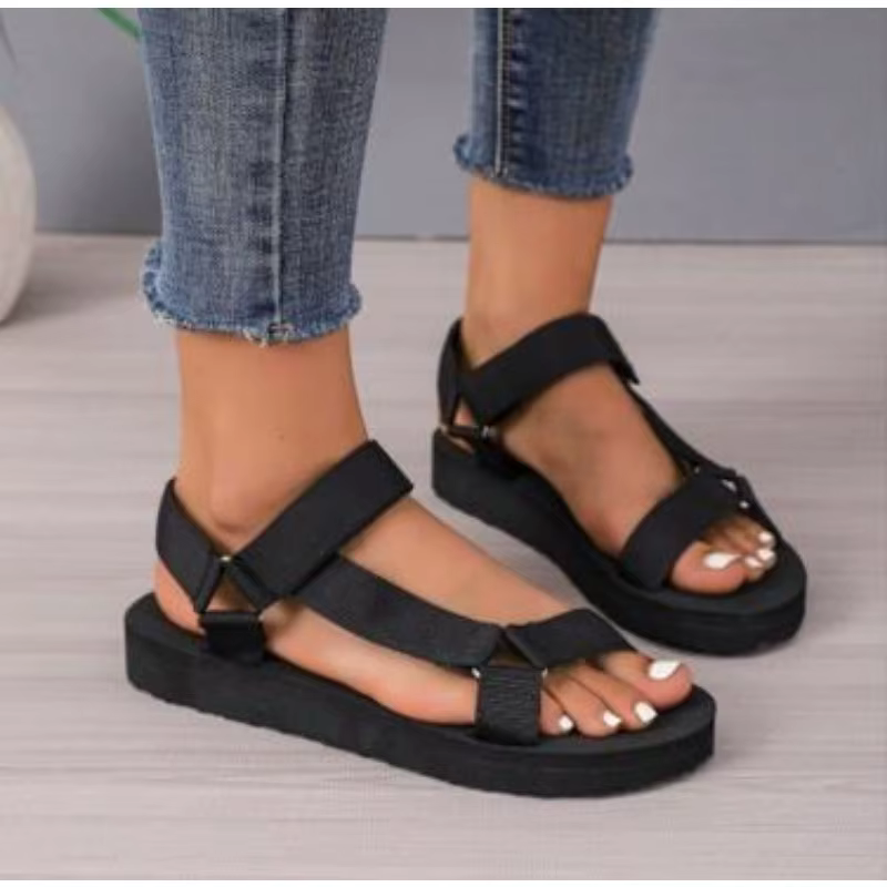 Sandales romaines à talons bas pour femmes, chaussures d'extérieur pour femmes, Parker ouvert solide