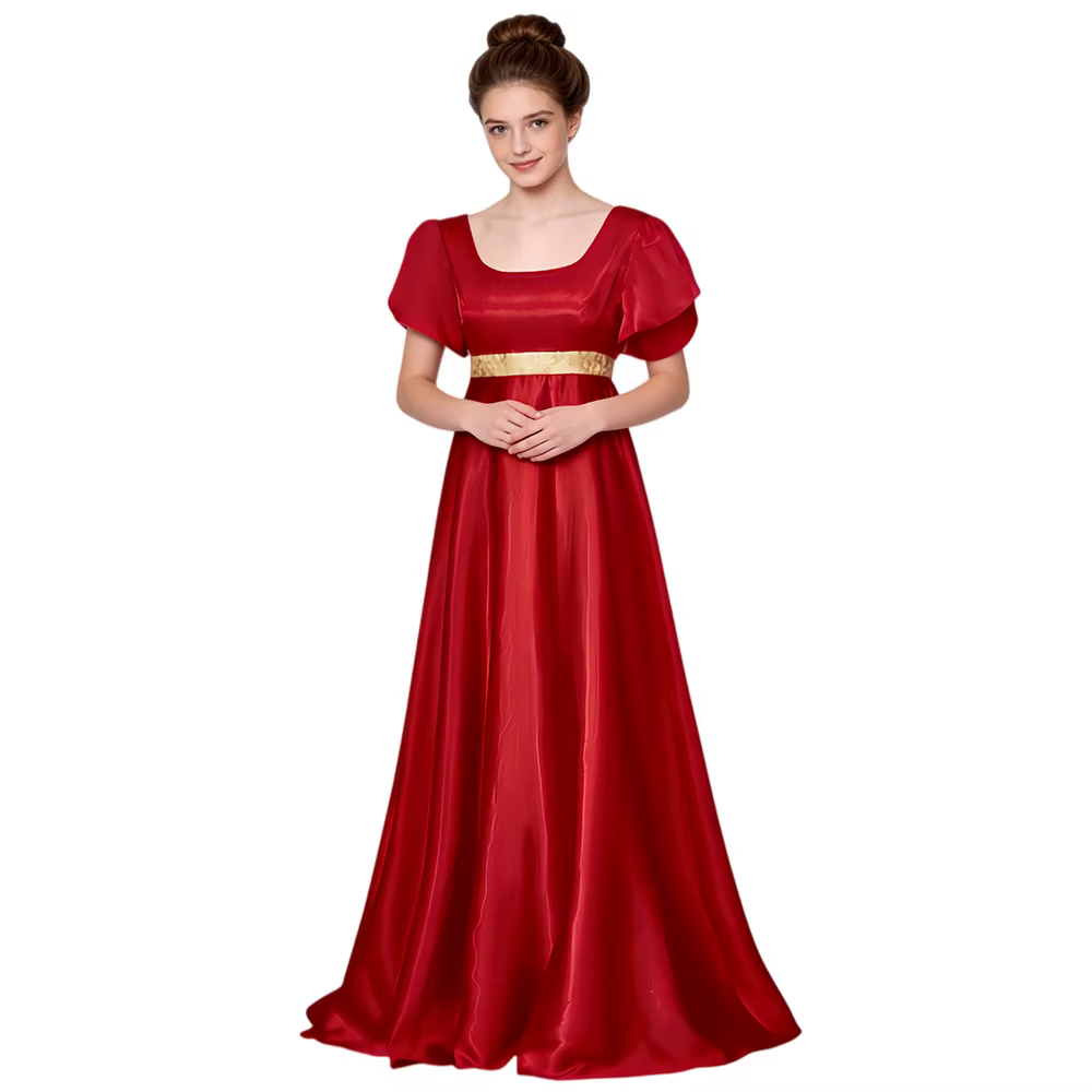 Robe de style Empire pour femmes, inspirée de l'époque victorienne et de Jane Austen, en satin, pour