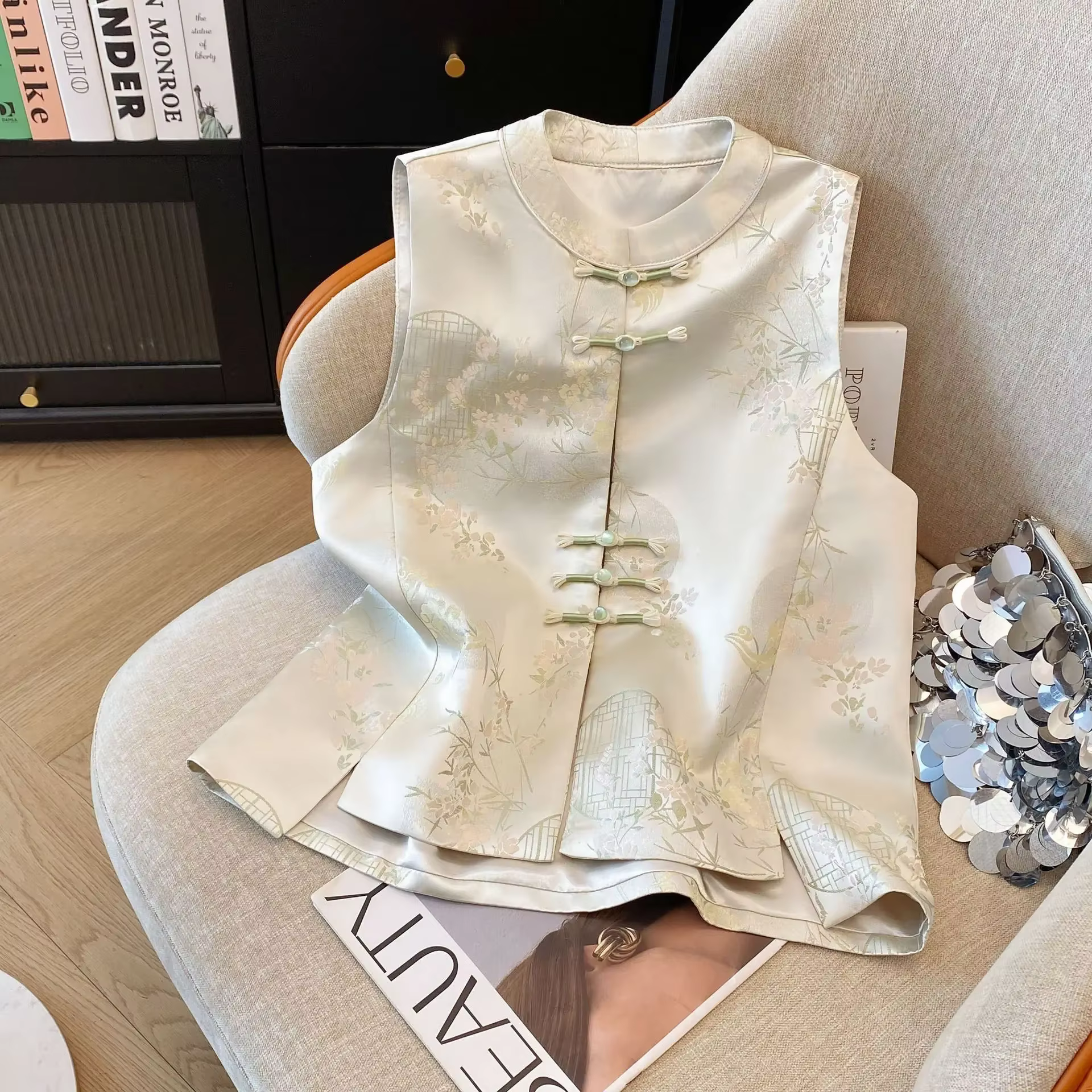 Style chinois hauts femmes Satin broder fleur Hanfu veste nouvelle dame vêtements d'extérieur décont