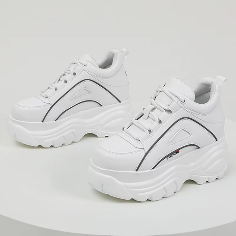 Baskets confortables en cuir souple à lacets pour femmes, chaussures légères et antidérapantes décon