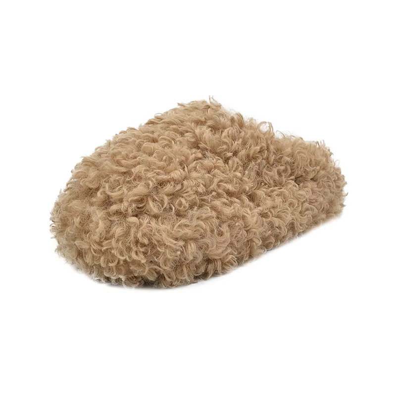 Chaussons d'hiver en fourrure pour femme, pantoufles à plateforme moyenne, bout couvert, en peluche,