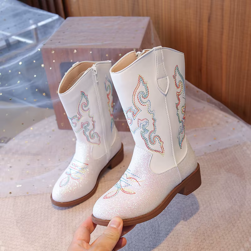Bottes de mode pour enfants de 3 à 18 ans, bottes western brodées pour garçons et filles, taille 27-