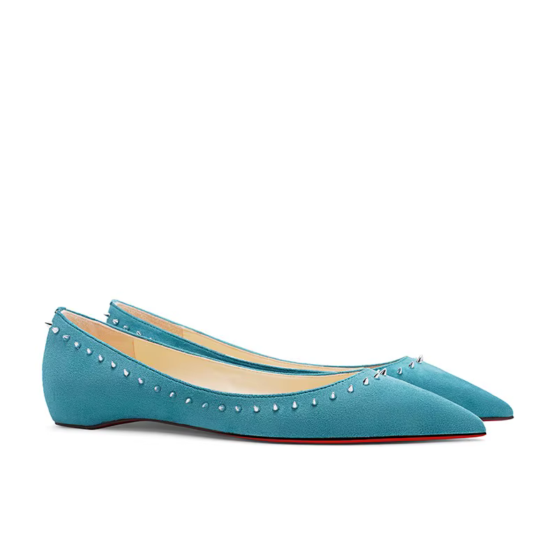 Femmes chaussures plates en cuir de luxe caché 1CM talons bas avec Rivet peau de mouton en cuir sand