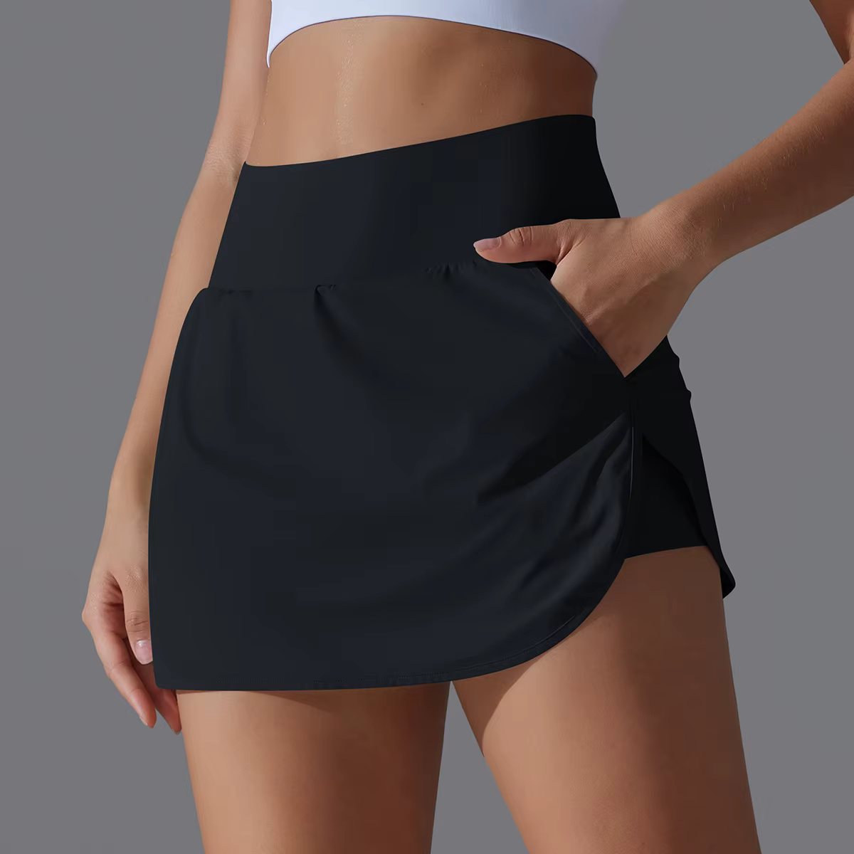 Jupe de sport et yoga 2-en-1 pour femme avec short intégré, taille haute, respirante, anti-transpira