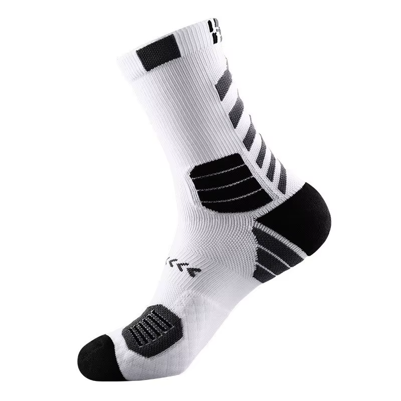 Chaussettes de basket-ball montantes évacuant l'humidité, rembourrées, semelle épaisse en éponge, ch