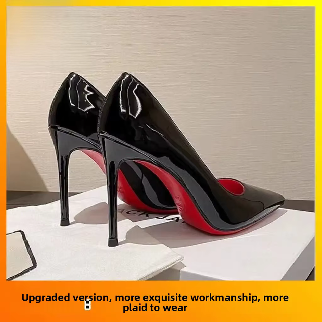 Semelle rouge talons hauts bout pointu Sexy Stiletto boîte de nuit chaussures de travail velours mat