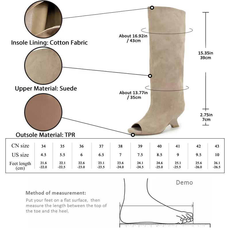 GMQM 2025 nouvelles femmes Slouchy genou bottes hautes bout ouvert talon compensé large mollet tirer